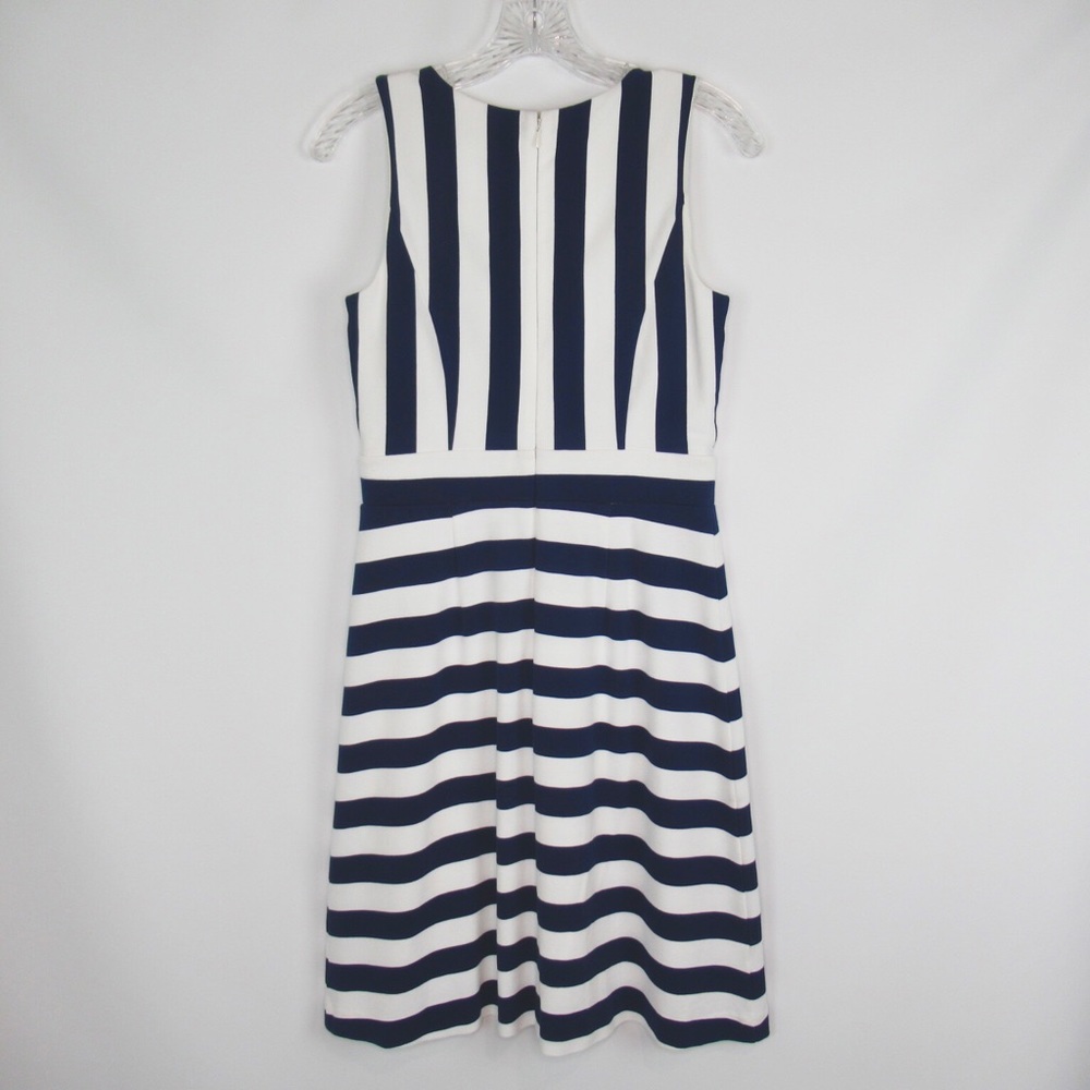 ANN TAYLOR Blue White Striped Sleeveless Fit Flare Dress Women’s Size 2 - Picture 4 of 13